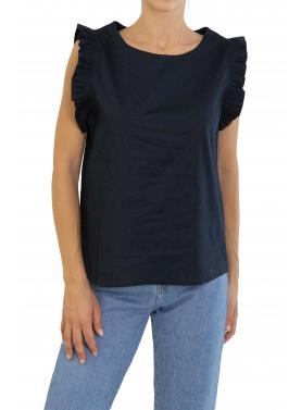 T shirt con rouge tinta unita 